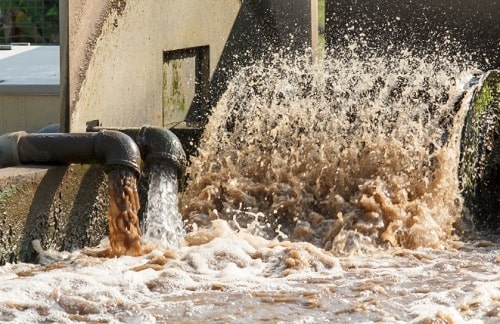Industrial wastewater being discharged