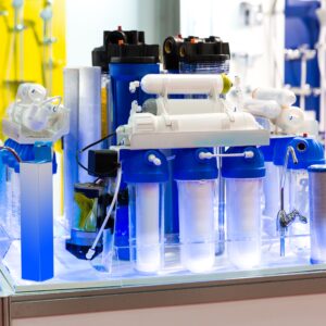 Reverse osmosis water filtration system. RO technology effectively removes contaminants and minerals from water.